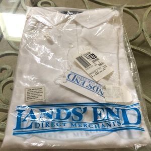 Lands’ End White Short Sleeve Polo XL new